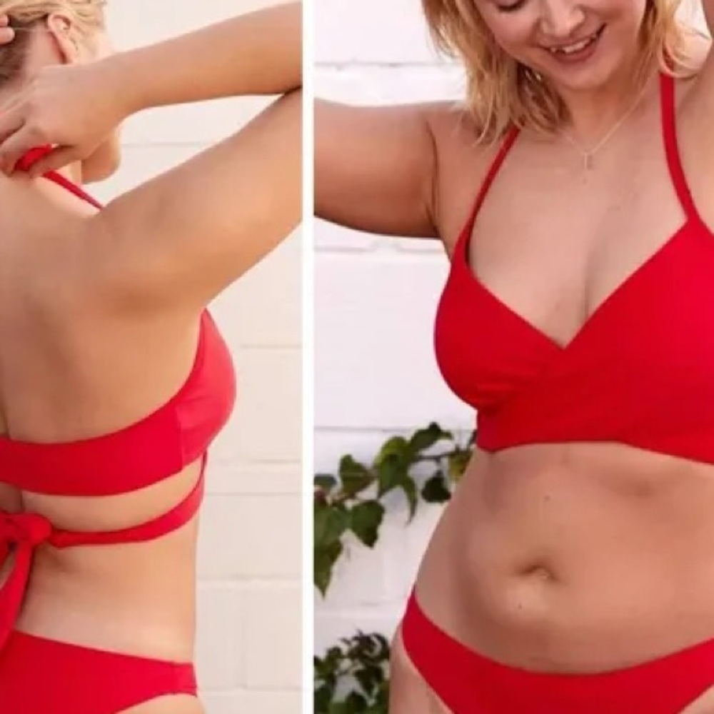 Aerie New With Tags Red Bikini Wrap Top